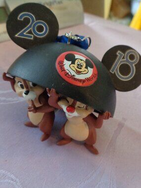 Disney Christmas Ornament 2018 Chip and Dale Mickey Mouse Hat